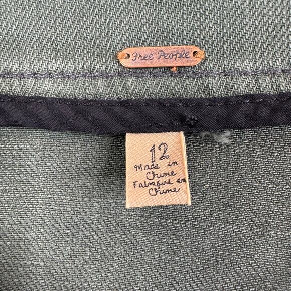 Free People Peplum Olive Denim Military Utility Jacket Size 12 - Picture 5 of 9